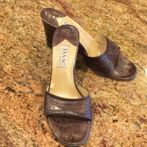 Chocolate brown Isaac Mizrahi leather Mules